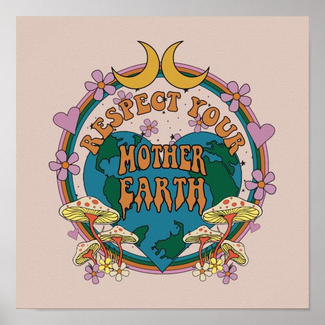 70:s Retro Mor Earth Graphic Poster (Framsidan)