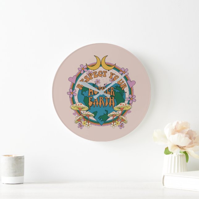 70:s Retro Mor Earth Graphic Stor Klocka (Hem)