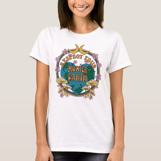 70:s Retro Mor Earth Graphic T Shirt (Framsida)