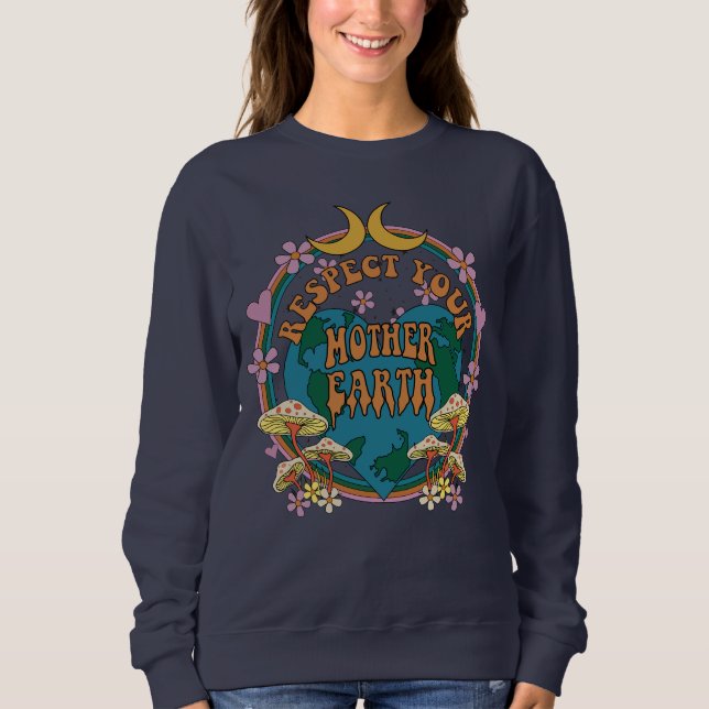 70:s Retro Mor Earth Graphic T Shirt (Framsida)