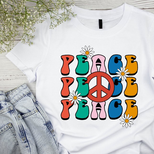 70:s Retro Peace Womans grundläggande T-shirt (Skapare uppladdad)