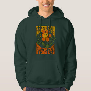 70:s Retro Smiling Daisy Flower Hoodie