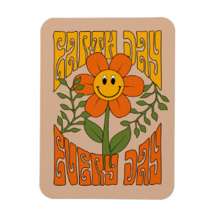 70:s Retro Smiling Daisy Flower Magnet