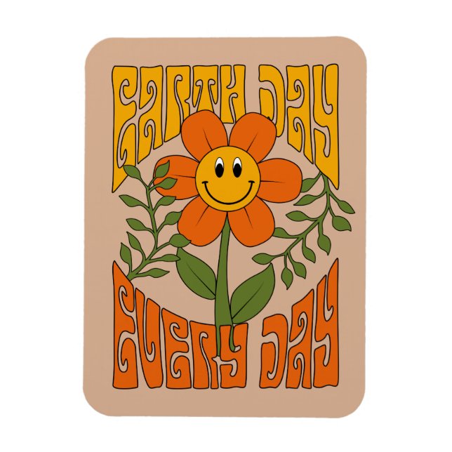 70:s Retro Smiling Daisy Flower Magnet (Vertikal)