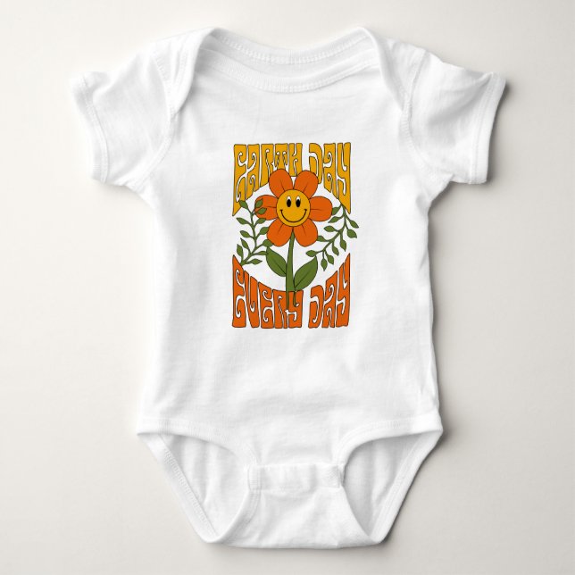 70:s Retro Smiling Daisy Flower T Shirt (Framsida)
