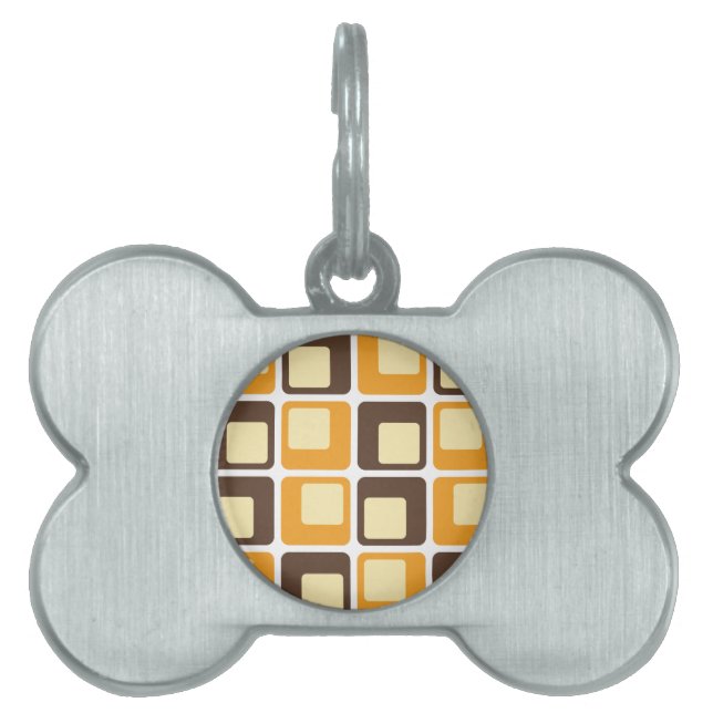 70:s Retro Square Shapes Mönster ID-bricka Husdjur (Framsidan)