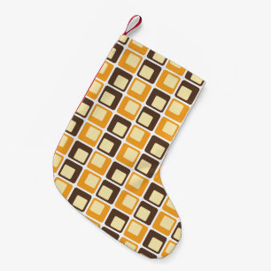 70:s Retro Square Shapes Mönster Liten Julstrumpa