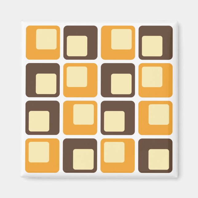 70:s Retro Square Shapes Mönster Magnet (Framsidan)