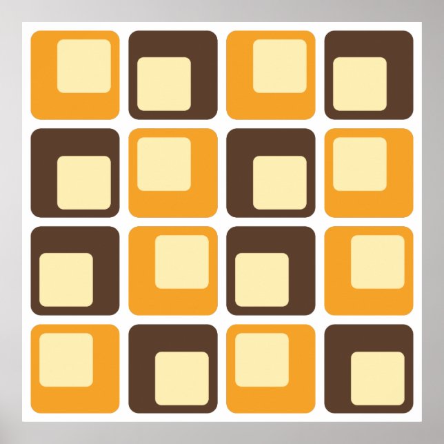 70:s Retro Square Shapes Mönster Poster (Framsidan)