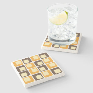 70:s Retro Square Shapes Mönster Stenunderlägg