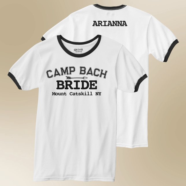 70:s Rustic Retro Bach Camp Front and Back Print T Shirt (Retro ringer tree personalized front and back for your Camp Bach)