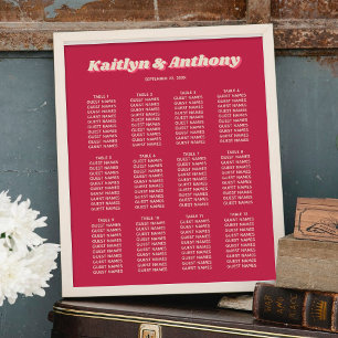 70:s säte i Retro Groovy Viva Magenta Bröllop Poster