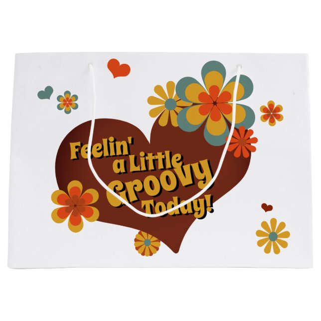 70:s Theme Färg Groovy Flowers Large Gift Bag (Framsidan)