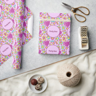 70:s Vibes Lila Färg sommaren Mönster Presentpapper