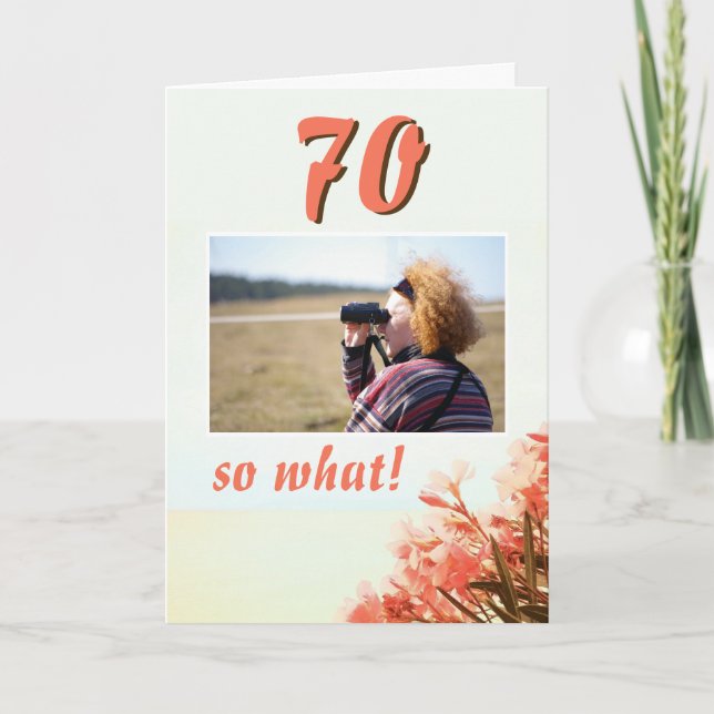 70 så Vad Oleander Blommig 70-årsdag Foto Kort (Framsida)