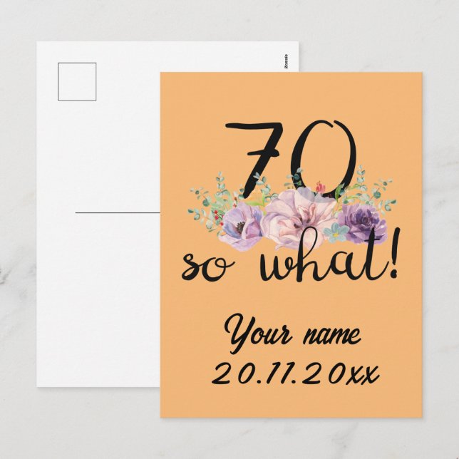 70 Så Vad - Rolig 70-årsdag  Helg Vykort (Fram/baksida)