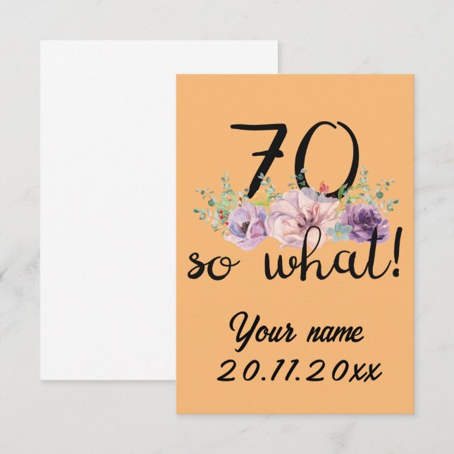70 Så Vad - Rolig 70-årsdag  Tack Kort (Fram/baksida)