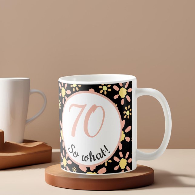70 så vad Roligt Blommönster 70-årsdag Kaffemugg (Skapare uppladdad)