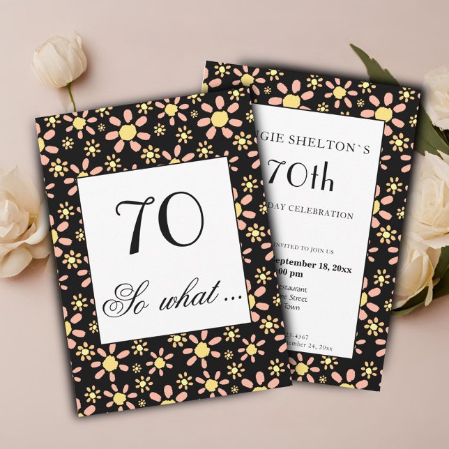 70, så vilken fin Blommigt 70:e födelsedagsinbjuda Inbjudningar (Skapare uppladdad)