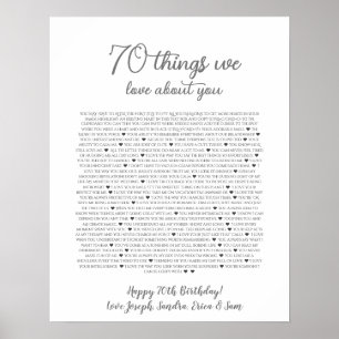 70 sak vi kärlek om att du poster