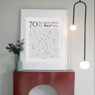 70 skäl till att vi kärlek fyller 80:e 60:e 50-års poster