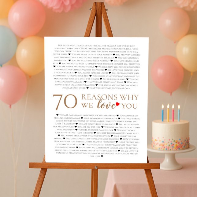 70 skäl till varför vi älskar dig 80-års 60-års 50 poster (Skapare uppladdad)