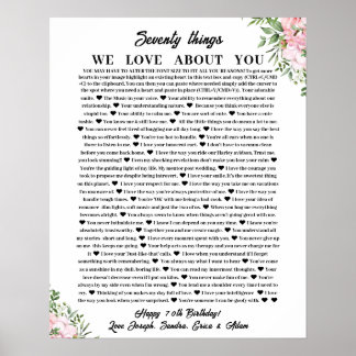 70 skäl till varför vi kärlek poster