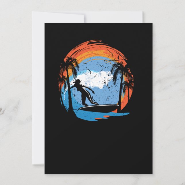 70.Surfing Surfer Girl Surfer Girl Surfboard Sunse Spara Datumet (Framsida)