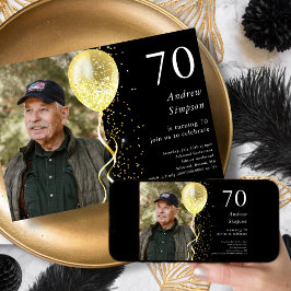 70 | Svart och Guld Glitter fotodag Inbjudningar