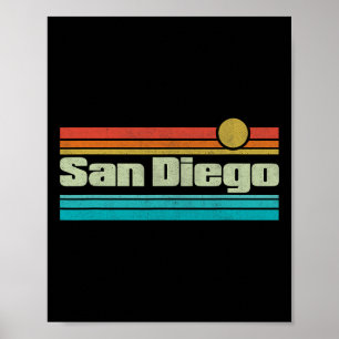 70-tal 80-tal Surfing Kalifornien Ca San Diego Poster