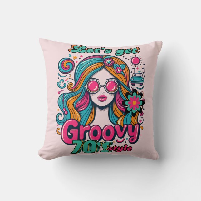 70-tal Groovy Boogie Retro Disco Birthday Decor Kudde (Framsida)