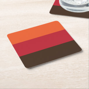 70-tal Retro 3 stripe Vintage Färg Mönster Underlägg Papper Kvadrat