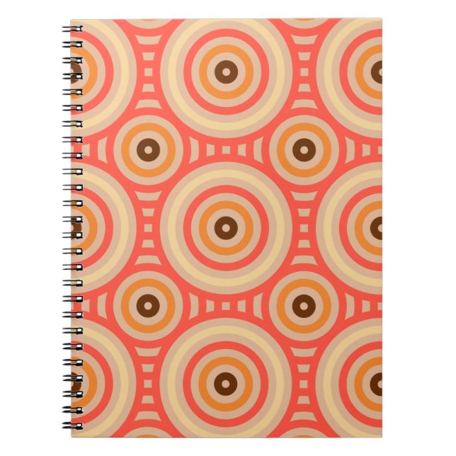 70-tal Retro Circular Geometric Mönster. Anteckningsbok (Framsidan)