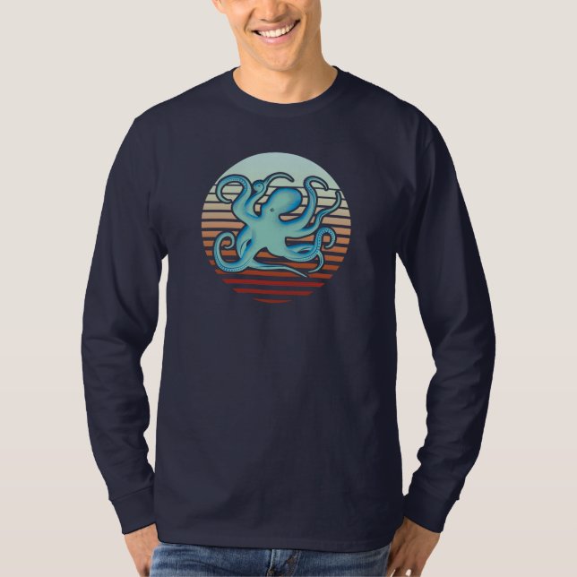 70-tal Retro Stil Octopus T Shirt (Framsida)