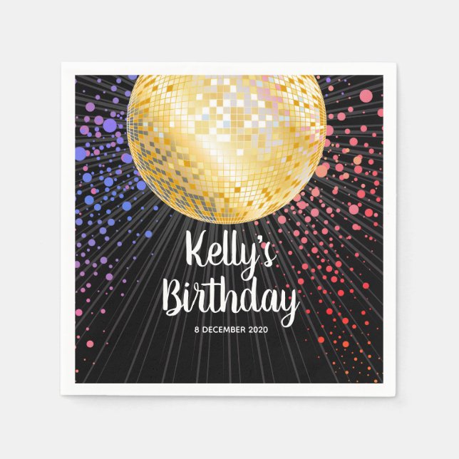 70-talet, disco boll, Cocktail Papper Napkins Pappersservett (Framsidan)