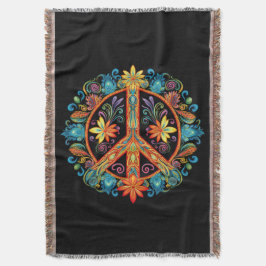 70-talets 60-årsjubileum Fredstecken färgstarkt Filt