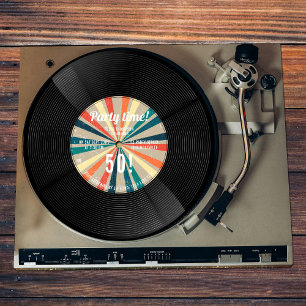 70-talets 80-årsjubileum Retro Vintage Vinyl Recor Inbjudningar