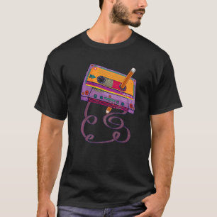 70-talets 80-talskassettbandspenna 1980-talets Vin T Shirt