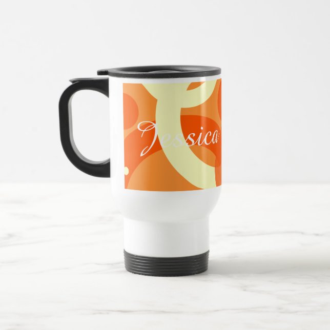 70-talets Aestetisk Orange Swirl Resemugg (Vänster)