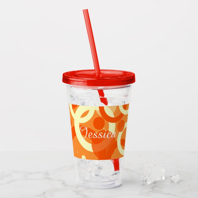 70-talets Aestetisk Orange Swirl Take Away Mugg (Framsida Ice)