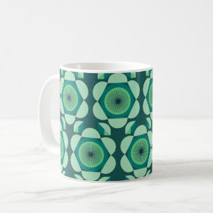 70-talets blommigt - grönt och blått kaffemugg