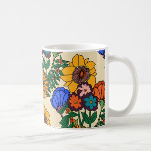 70-talets Blommigt Pearl-Mid Century Modern Kaffemugg