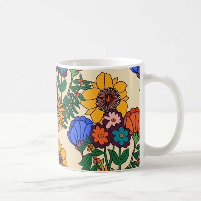 70-talets Blommigt Pearl-Mid Century Modern Kaffemugg (Höger)