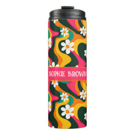 70-talets Blommigt Retro Mönster med Namn färgstar