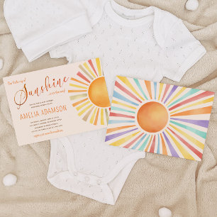 70-talets Boho Sol 'Little Ray of Sunshine' Baby S Inbjudningar