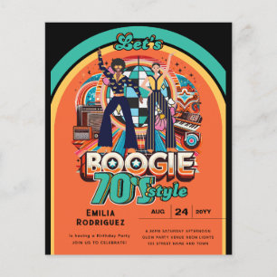 70-talets Boogie Retro Disco Dancing Födelsedagsfe Flygblad