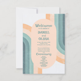 70-talets Bröllopsprogram för regnbåge i Vintagen