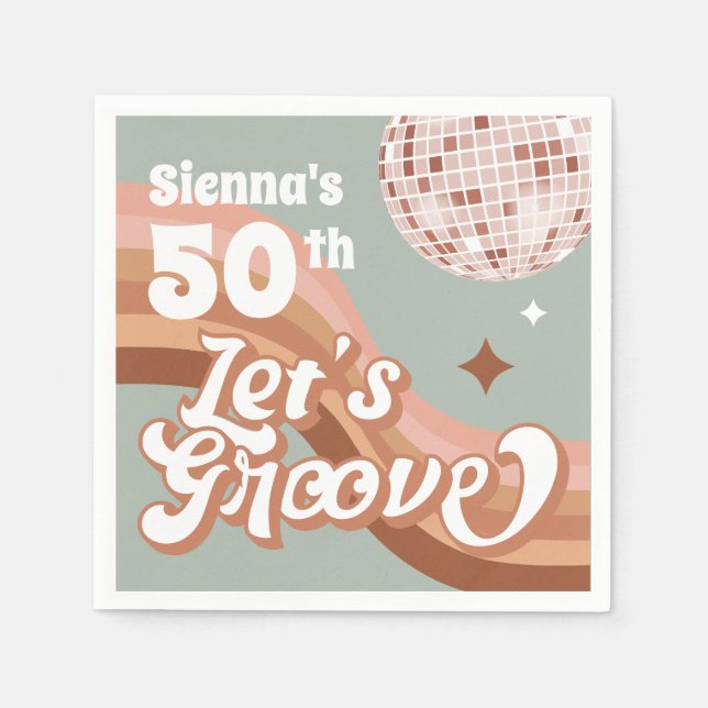 70-talets Disco Party Napkins Pappersservett (Framsidan)