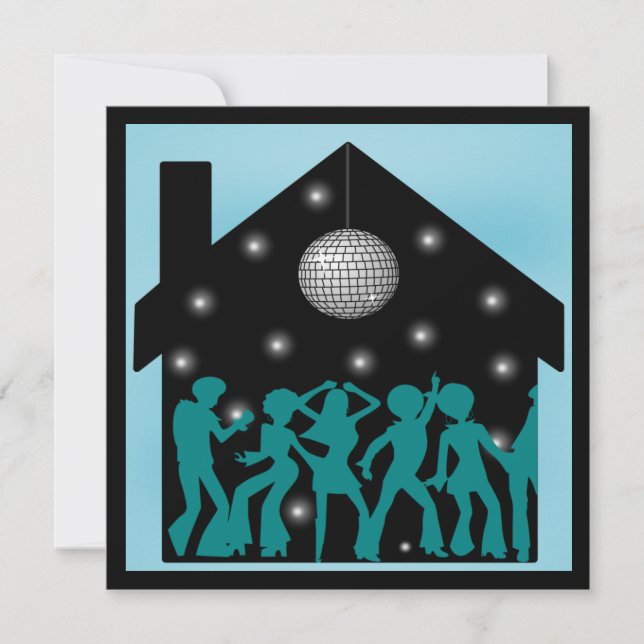 70-talets Disco Theme House Party Inbjudningar (Framsida)