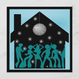 70-talets Disco Theme House Party Inbjudningar